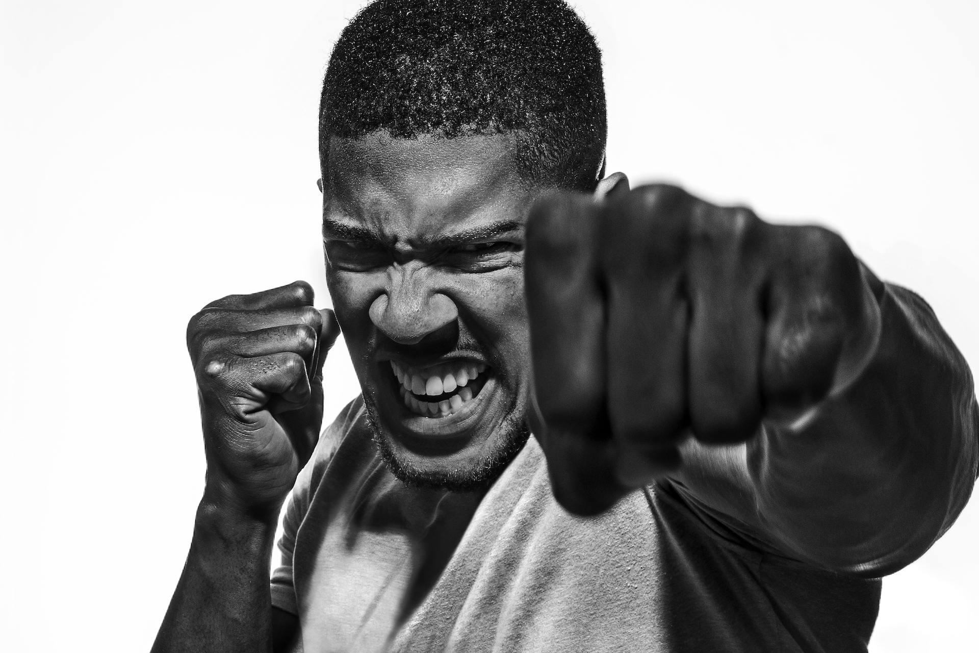 Anthony Joshua training by sports photographer Stuart Manley