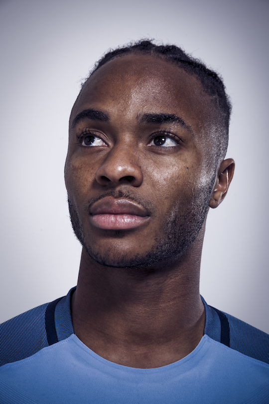 Raheem Sterling portrait by sports photographer Stuart Manley